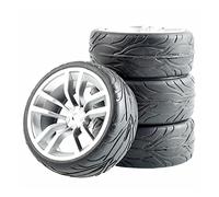 QASULER 4PCS Flame Tires Wheel, for HSP, for for HPI Racing, 1/10 1:10 On-Road Car RC Rim02-6084 Rc Racing Wheel Set(Rim02S-6084)