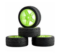 QASULER 4PCS Grip Tires And Wheel, for HSP, for HPI, 1/10 1:10 On-Road Speed Car RC 905-8010 Rc Racing Wheel Set(905G-8010)