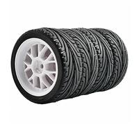 QASULER 4pcs Grip Tires And Wheel, for HSP, for HPI, 1:10 On-Road Speed Car RC 907-8010 Rc Car Tyres(907W-8010)