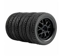 QASULER 4pcs Grip Tires And Wheel, for HSP, for HPI, 1:10 On-Road Speed Car RC 907-8010 Rc Car Tyres(907B-8010)