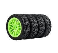 QASULER 4PCS Grip Tires And Wheel, for HSP, for HPI, for Tamiya, 1/10 1:10 Touring Car RC 9062-8014 Rc Racing Wheel Set(9062G-8014)