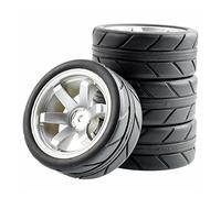 QASULER 4Pcs Rubber Tires ABS Wheel, for HSP, for HPI, 1:10 On-Road Car RC 701-6087 Rc Racing Wheel Set(701S-6087)