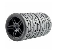 QASULER 4Pcs Rubber Tires ABS Wheel, for HSP, for HPI, 1:10 On-Road Car RC 905-6087 Rc Racing Wheel Set(905B-6087)