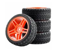 QASULER 4Pcs Rubber Tires ABS Wheel, for HSP, for HPI, 1:10 On-Road Car RC 905-8006 Rc Racing Wheel Set(905R-8006)