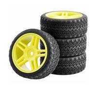 QASULER 4Pcs Rubber Tires ABS Wheel, for HSP, for HPI, 1:10 On-Road Car RC 905-8006 Rc Racing Wheel Set(905Y-8006)