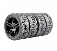 QASULER 4pcs Rubber Tires ABS Wheel, for HSP, for HPI, 1:10 On-Road Car RC 905-8007 Rc Car Tyres(905B-8007)