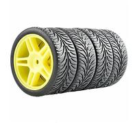 QASULER 4pcs Rubber Tires ABS Wheel, for HSP, for HPI, 1:10 On-Road Car RC 905-8007 Rc Car Tyres(905Y-8007)