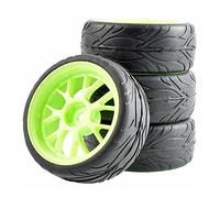 QASULER 4Pcs Rubber Tires ABS Wheel, for HSP, for HPI, 1:10 On-Road Car RC 907-6084 Rc Racing Wheel Set(907G-6084)