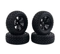 QASULER 4pcs Rubber Tires ABS Wheel, for HSP, for HPI, 1/16 1:16 On-Road Car RC 701-8019 Rc Car Tyres(Black)
