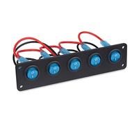 QASULER 5 Gang ON Off Button Toggle Rocker Switch Panel DC, for 12V 24V Waterproof Circuit Breakers Marine Boat Car 12v Marine Switch(Blue)