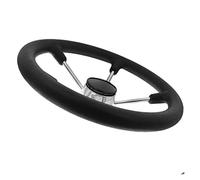 QASULER 5-Spoke Stainless Steel Steering Wheel Marine 13-1/2in Steering Wheel With Foam Black 3/4in Shaft Boat Accessory Boat Rudder(M0319SB)