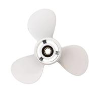 QASULER 664-45949-02-EL Marine Boat Outboard Propeller 9 7/8 X 13 , for Yamaha, 20-30HP Aluminum Alloy Right-hand Rotation 3 Blades White Boat Propeller
