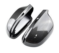QASULER ABS Carbon Fiber Style Add-on Type Car Side Door Mirrors Cover Auto Rearview Mirror CapS, for, A4 A5 B8 A3 8P A6 C6 Q3 Car Mirror Cover(Bright black)