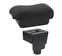 QASULER Car Armrest Box Car Arm Rest Center Console Storage USB Car Accessory, for ford, for Ecosport, 2013-2017 Car Armrest Box(BLACK B2 Red Line)