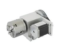 QASULER Center Height 65mm 4 Axis Tailstock 4th a Axis Rotary Axis 3/4 Jaw 80mm 100mm Chuck CNC Indexing Head Nema 23 57 Stepper Motor Lathe Motor(3 Jaws 80mm Chuck)