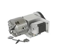 QASULER Center Height 65mm 4 Axis Tailstock 4th a Axis Rotary Axis 3/4 Jaw 80mm 100mm Chuck CNC Indexing Head Nema 23 57 Stepper Motor Lathe Motor(4 Jaws 100mm Chuck)