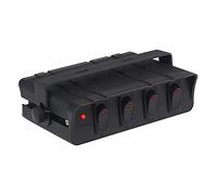 QASULER For 12V Truck Car Rocker Switch Panel Marine With LIGHT Indicator Light 4 6 Gang SPST Switch Panel Box Boat Yacht Marine Switch(4 Gang)