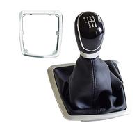 QASULER , for Ford, for Focus, 2 MK2 FL C-MAX 2006-2011 5 6 Speed Shifter Car Leather Boot Gear Shift Knob Head Lever Cover Accessories Gear Shift Knob(Black-6 Speed)