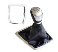 QASULER , for Ford, for Focus, 2 MK2 FL C-MAX 2006-2011 MK3 MK4 MK7 Galaxy ABS Car Gear Shift Stick Knob Lever Gaitor Boot Leather Cover Gear Shift Knob(Silver-6Speed-Big)