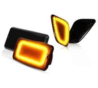 QASULER For Jeep, for Wrangler TJ, for 1997-2005 2006 Car Led Fender Side Marker Lights Bumper Amber Turn Signal Lamps Kit55155629AC 55155628AC Car Turn Signal Light(BLACK 4pc Front and Side)