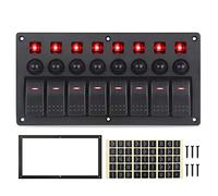 QASULER For Jeep, Switch Panel 8 Gang 12V 20A 24V 10A Waterproof On Off 5pin Boat Marine Car 12v Rocker With Breakers Marine Switch(Red)