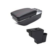 QASULER For NISSAN, for Note 2016-2018 Armrest Interior Center Console Storage Box Arm Rest Car-styling Decoration Car Armrest Box(BLACK Red thread)