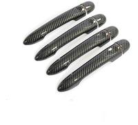 QASULER , for Renault, Megane 3 MK3 III 2008 2009 2010 2011 2012 2013 2014 2016 Carbon Fiber Car Door Handle Cover Exterior Door Handle Trim(Black 4dr No Key No Button)