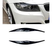 QASULER Headlight Eyebrow Trim, for 3 Seires E90 E91 2005-2012 Gloss Black Carbon Fiber Look Front Head Light Lamp Brow Headlamp Eyelid Headlight Sticker(Carbon Fiber Look)