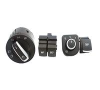 QASULER Headlight Switch Mirror Window Switch Button, for Volkswagen, for VW, for Passat, B6, for EOS, for Golf, 5 6 R32 MK5 MK6, for Tiguan, 4PCS SET 5K3959857 Car Window Switch