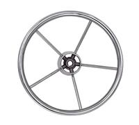 QASULER Marine Steering Wheel With Black Foam Grip 13-1/2 Stainless Steel 5 Spoke Sport Steering Wheel With Anti-skid Yacht Boat Boat Rudder(Silver)