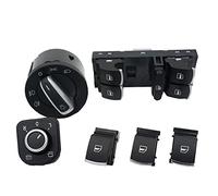 QASULER Mirror Headlight Window Control Adjust Switch Button Knob, for Volkswagen, for VW, for Jetta, for Golf, MK 5 6 Plus, for Tiguan, for Passat, B6 B7 SET Car Window Switch