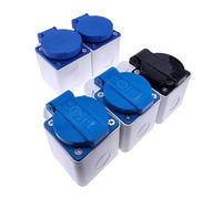 QASULER Multi-function Outdoor Waterproof Socket Industrial Box Eu Socket Copper Contact Body with Waterproof Cover And Box Connector outdoor electrical connector(Wp-eu Black)