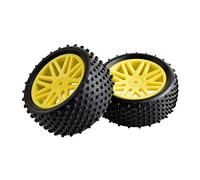 QASULER Rubber Tires ABS WheeI, for HSP, 1:10 Buggy RC 66020-66040 2 Front Behind Rc Racing Wheel Set(Yellow)