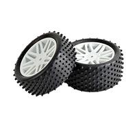 QASULER Rubber Tires ABS WheeI, for HSP, 1:10 Buggy RC 66020-66040 2 Front Behind Rc Racing Wheel Set(White)