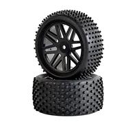 QASULER Rubber Tires ABS WheeI, for HSP, 1:10 Buggy RC 66020-66040 2 Front Behind Rc Racing Wheel Set(Black)