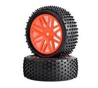 QASULER Rubber Tires ABS WheeI, for HSP, 1:10 Buggy RC 66020-66040 2 Front Behind Rc Racing Wheel Set(Red)