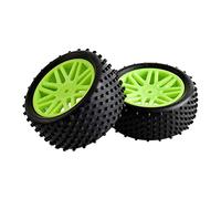 QASULER Rubber Tires ABS WheeI, for HSP, 1:10 Buggy RC 66020-66040 2 Front Behind Rc Racing Wheel Set(Green)