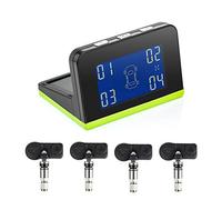 QASULER Solar Power USB TPMS Car Tire Pressure Monitoring System 4 External Internal Alarm Sensors Tyre Pressure Sensor(Internal Sensors)