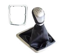 QASULER Speed Gear Shifter Knob, for Ford, for Focus, 2 MK2 FL C-MAX MK3 MK4 MK7 Car Leather Boot Gear Shift Knob Head Lever Cover Accessories Gear Shift Knob(Silver-5 Speed)