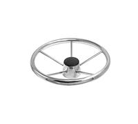 QASULER Stainless Steel Boat Steering Wheel With 5 Spoke Sport Steering Wheel Anti-skid And Anti-sweat Function Boat Rudder(Silver)
