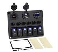 QASULER USB Car Charger Voltmeter 3 4 6 8 Gang Rocker Panel Switch 12v Circuit Breakers, for Truck Marine Boat LIGHT Auto Marine Switch(Model 4)