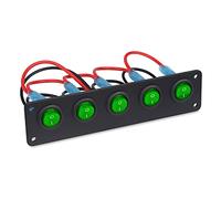 QASULER Waterproof 5 Gang ON Off Button Toggle Rocker Switch Panel Circuit Breakers, for Marine Boat Car 12v 24V Marine Switch Panel(Green)