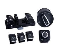 QASULER Window Control Switch Mirror Headlight Fog Lamp Button Set, for VW, for Jetta 6, for Golf, GTI 5 6, for Tiguan, for Passat, B6 CC Car Window Switch