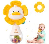 QASUN Baby Gifts Girls Boys,Teething Rattle Toys for Baby,Animal Rattle Teether,Sensory Musical Toys,New Born Essentials Hanging Pram Toy