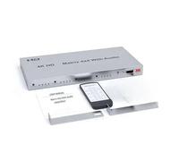 QASVOU 4K@60Hz 4x4 HDMI-compatible Matrix with Extractor HDR 18Gbps HDMI 2.0 Matrix Switcher Splitter 4 in 4 Out Support RS232(4K 30Hz 4x4)