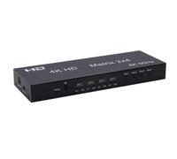 QASVOU 4K 60Hz Matrix 4X2 2 In 4 Out Splitter Switch HDMI-compatible Extractor 2.0 2x4 1080p for DVD PC To TV Monitor(2X4)