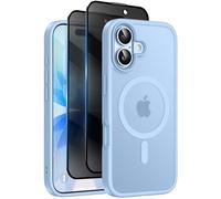 Qasyfanc for iPhone 17 Case, Privacy Screen Protectors X2, Light Blue