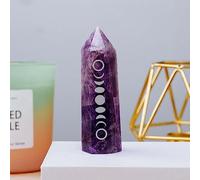 QASYKSLQ 7-8cm Amethyst Point Tower Phase of The Moon Symbol Crystal Wand Rose Quartz Eclipse Column Home Dec Ornaments (Color : Amethyst)