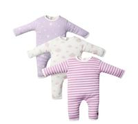 QATAN Baby Romper - Baby grows Sleepsuits Pack of 3 Rompers Long Sleeve Unisex, Cotton Jumpsuit (Lilac, 0-3 Months)