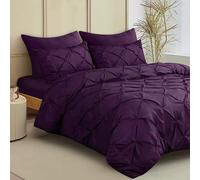 QATAN Luxury Pintuck Duvet Cover Set with Pillowcases - Elegant Microfiber Bedding Featuring a Stylish Pintuck Diamond Pleat Design, Soft & Durable, Machine Washable (Plum, King)